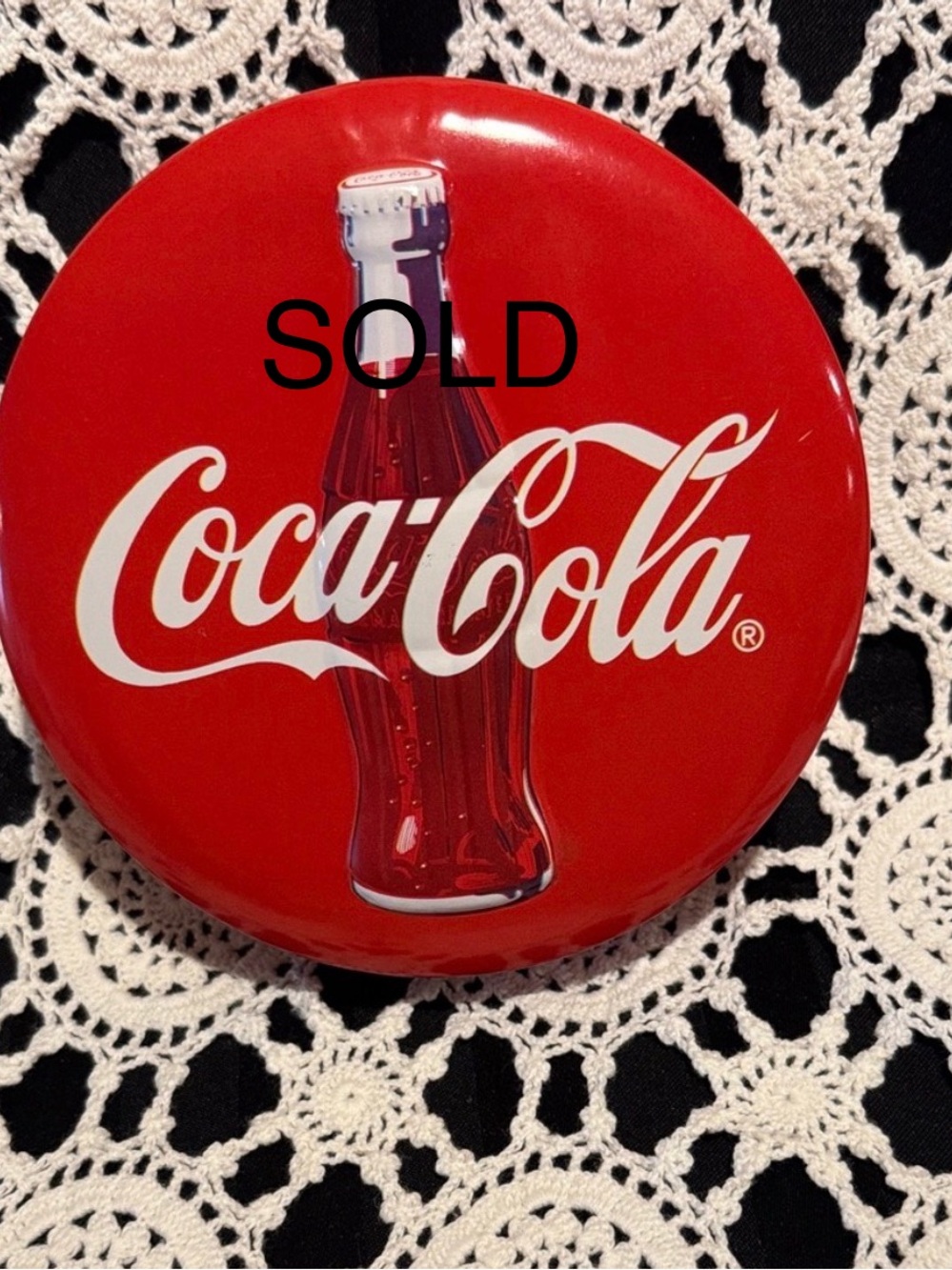 Coca-Cola Memorabilia.  Vintage Round Red and White Coca-Cola Collectable Tin